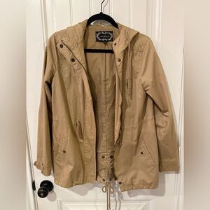 Ambiance Khaki Hooded Drawstring Anorak